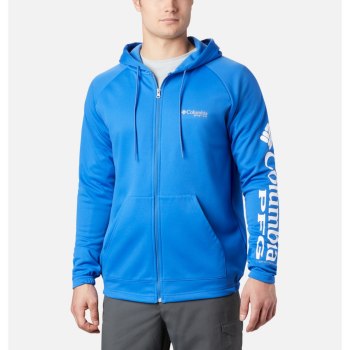 Columbia Hoodie Heren, PFG Terminal Tackle Fleece Full Zip Blauw Wit, 62IGWUQOA